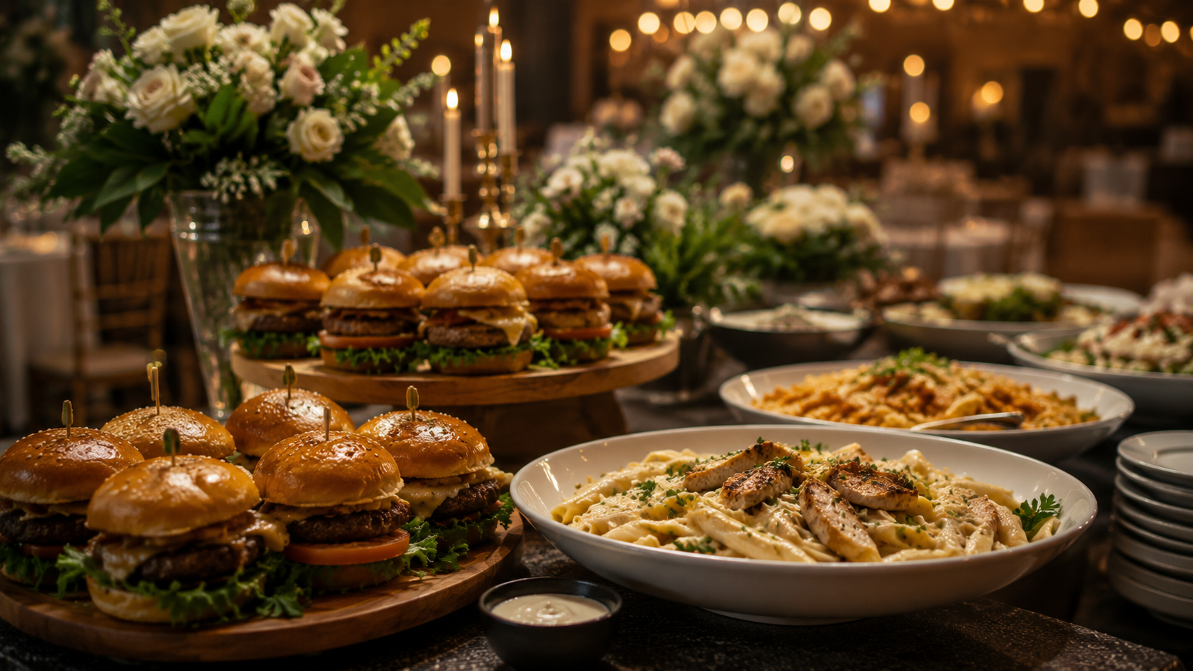 Fresh burgers and pasta