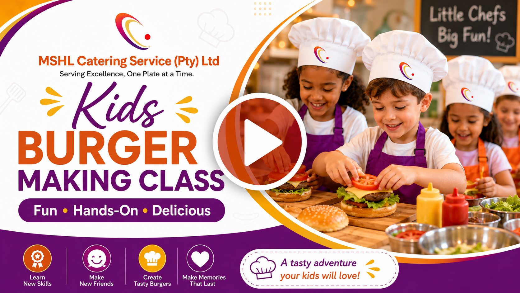 Children learning to make burgers